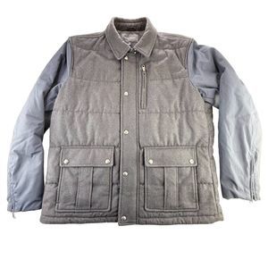 Banana Republic Wool Blend Jacket Mens XL Black Blue Performance Full Zip Lined